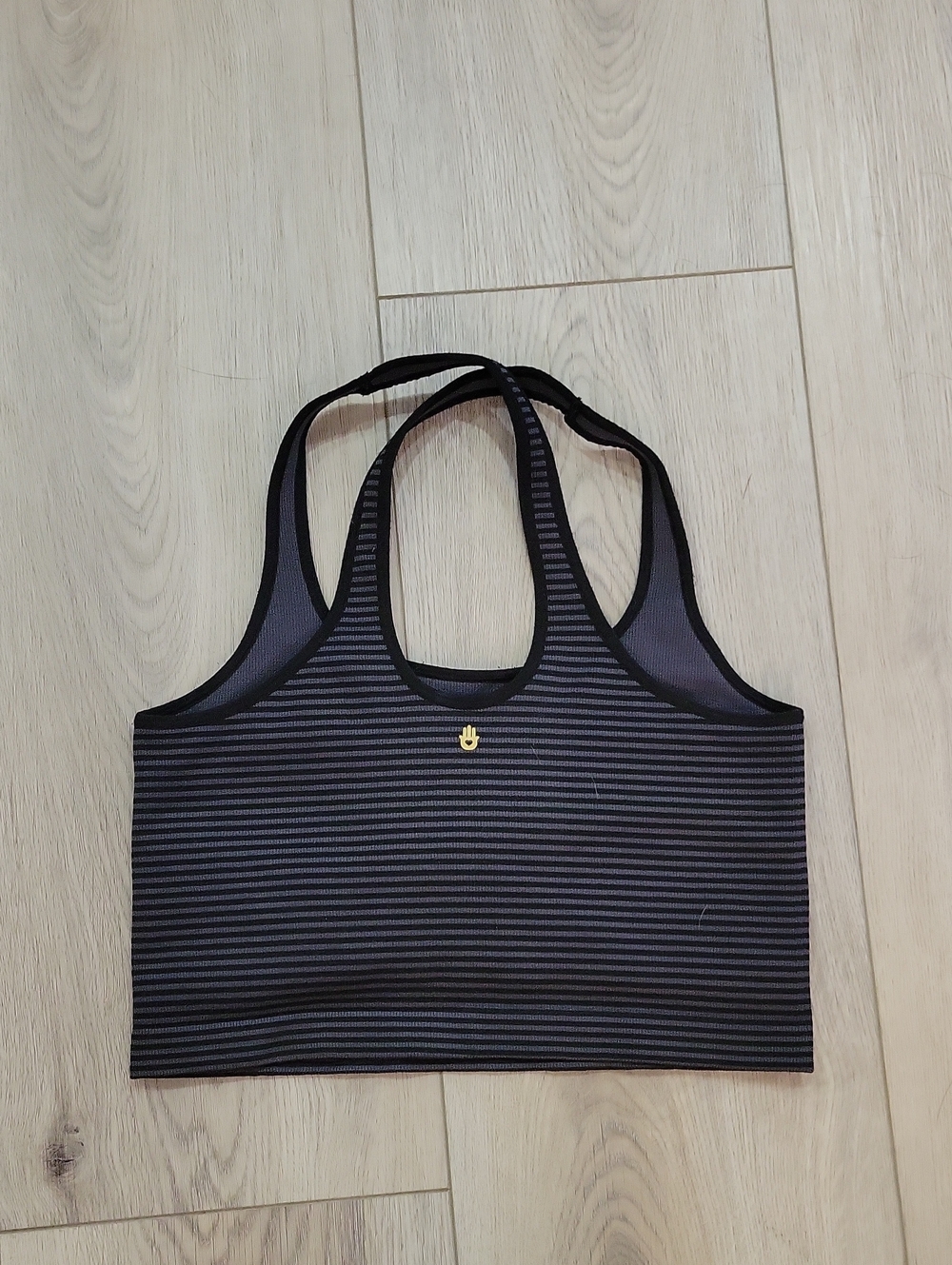 Spiritual Gangster Black Striped Racerback Crop Top